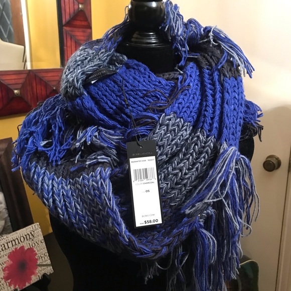 BCBG MaxAzria yarn scarf blue, black and white. NWT - Picture 2 of 4